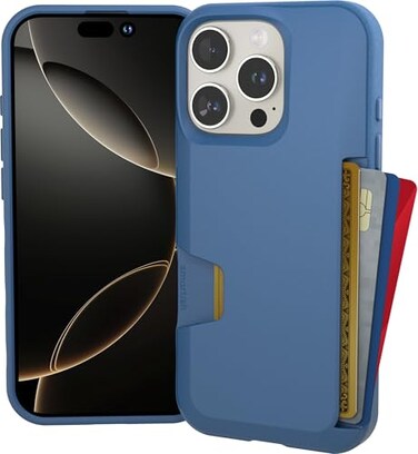 Smartish iPhone 16 Pro Wallet Case Wallet Slayer Vol 1 Slim Protective Credit Card Holder Drop Tested Hidden Credit Card Slot Cover for Apple iPhone 16 Pro Blues on The Green