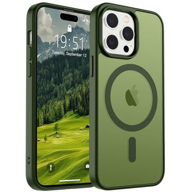 SUPFINE Magnetic for iPhone 14 Pro Case Compatible with MagSafe Military Grade Drop Protection Slim Translucent Matte Shockproof with AntiFingerprint Phone CaseCangling Green