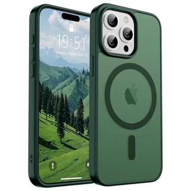 SUPFINE Magnetic for iPhone 15 Pro Max Case Compatible with MagSafe Military Grade Drop Protection Slim Translucent Matte Shockproof with AntiFingerprint Phone Case Forest Green