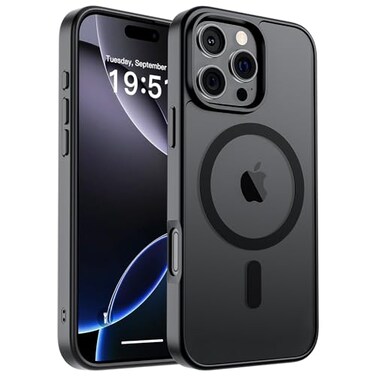 SUPFINE Magnetic for iPhone 16 Pro Max Case Compatible with MagSafe Military Grade Drop Protection Translucent Matte Shockproof Phone Cover Black