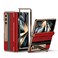 karenDon for Samsung Galaxy Z Fold 4 Phone Case Luxury Premier Genuine LeatherFull Body Hinge ProtectionBuiltin Screen ProtectorKickstand Drop Proof Protective Cover for Z Fold4 Red