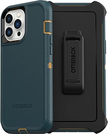 OtterBox iPhone 13 Pro Max iPhone 12 Pro Max Defender Series Case Hunter Green Rugged Durable with Port Protection Includes Holster Clip Kickstand