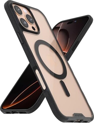 Smartish iPhone 16 Pro Max Magnetic Case Gripmunk Compatible with MagSafe Lightweight Protective Slim Thin Grip Cover with Microfiber Lining for Apple iPhone 16 Pro Max Clearly Black