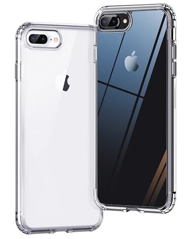 ONES for iPhone 8 Plus 7 Plus Slim Case Clear PC TPU Hybrid MilitaryGrade Drop ProtectionAntiYellowing Shockproof Silicone Hard Cover Transparent Case