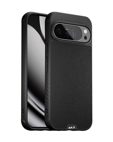 Mous for Google Pixel 9 Pro Case MagSafe Compatible Limitless 50 Black Leather Protective Pixel 9 Pro Case Shockproof Phone Cover
