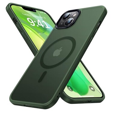 Faiono Magnetic for iPhone 13 Case iPhone 14 Case for MagSafe 10FT Military Grade Protective Slim Translucent Matte Back Silicone Edge for iPhone 13 iPhone 14 Phone Case 61 Alpine Green
