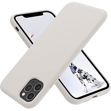 OTOFLY Compatible with iPhone 11 Pro Max CaseUltra Slim Fit iPhone Case Liquid Silicone Gel Cover with Full Body Protection AntiScratch Shockproof Case White Stone