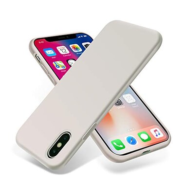 OTOFLY Compatible with iPhone XXS CaseUltra Slim Fit Liquid Silicone Gel Cover with Full Body Protection AntiScratch Shockproof Case White Stone