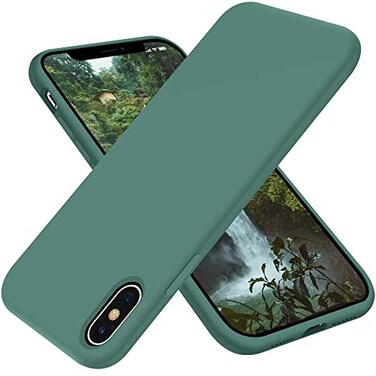 OTOFLY Compatible with iPhone X CaseUltra Slim Fit iPhone Xs Case Liquid Silicone iPhone 10 Case with Full Body Protection AntiScratch Shockproof Bumper 58 inch Pine Green