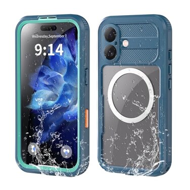 Omio Designed for iPhone 16 Waterproof Case Compatible with MagSafe Magnetic Waterproof Full Body IP68 Underwater Case Builtin Screen Protector Military Grade Shockproof Case for Men Women Teal