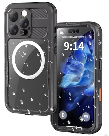YOGRE 2025 Design for iPhone 16 Pro Max Case Waterproof Full Body Protection Case with Builtin Screen Compatible with MagSafe Heavy Duty Military Protection Cover for iPhone 16 Pro Max 69 Black