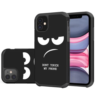 LEEGU for iPhone 11 Case Cute Dont Touch My Phone Shockproof Dual Layer Heavy Duty Protective Silicone Plastic Cover for Girls Women Boys Men Phone Case iPhone 11 61inch