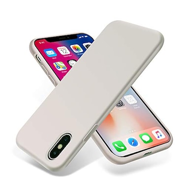 OTOFLY Compatible with iPhone Xs Max CaseUltra Slim Fit iPhone Case Liquid Silicone Gel Cover with Full Body Protection AntiScratch Shockproof Case White Stone