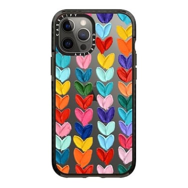 CASETiFY Impact Case for iPhone 12 Pro Max Clear Polka Daub Hearts Clear Black