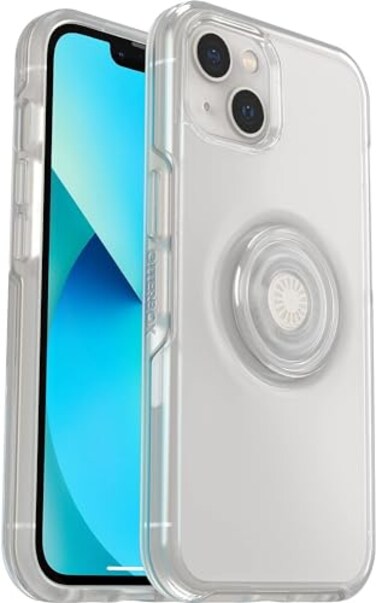 OtterBox iPhone 13 Otter Pop Symmetry Series Clear Case Clear POP Clear Integrated PopSockets PopGrip Slim PocketFriendly Raised Edges Protect Camera Screen