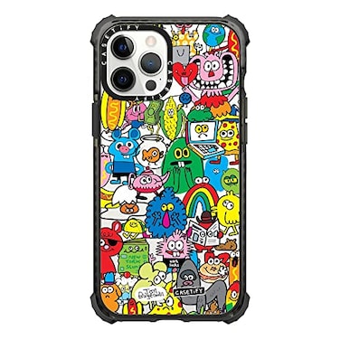 CASETiFY Ultra Impact Case for iPhone 12 Pro Max Fun Friends by Jon Burgerman Clear Black