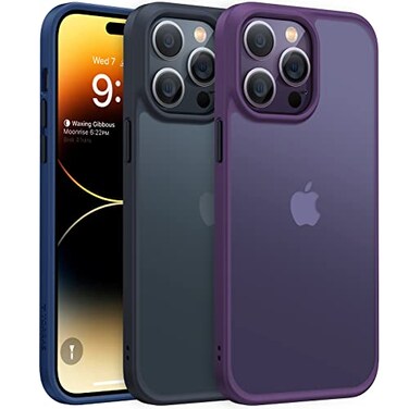 TORRAS Shockproof for iPhone 14 Pro Case 3X MilitaryGrade Drop Tested Slim Silky Feel Translucent Hard Back with Silicone Protective AntiFingerprint AntiScratch Phone Case Guardian Black