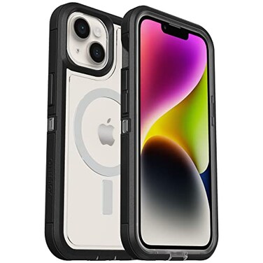 OtterBox iPhone 14 iPhone 13 Defender Series XT Case Black Crystal Screenless Rugged Snaps to MagSafe Lanyard Attachment