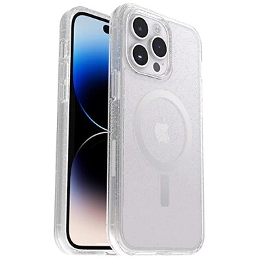 OtterBox iPhone 14 Pro Max ONLY Symmetry Series Case Stardust ClearGlitter UltraSleek Snaps to MagSafe Raised Edges Protect Camera Screen