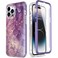 Esdot for iPhone 14 Pro Case with Builtin Screen ProtectorMilitary Grade Rugged Cover with Fashionable Designs for Women GirlsProtective Phone Case 61 Glitter Purple Marble