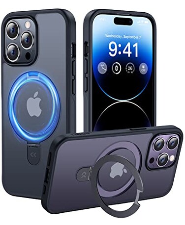 CASEKOO Designed for iPhone 14 Pro Case with Magnetic Invisible Stand Military Drop Protection Compatible with MagSafe Shockproof Slim Matte Translucent Pro Case 61 Inch Black