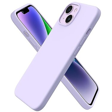 ORNARTO Compatible with iPhone 14 Case 61 Slim Liquid Silicone 3 Layers Full Phone Covered Soft Gel Rubber Case Protective Phone Cover 61 InchPastel Lilac