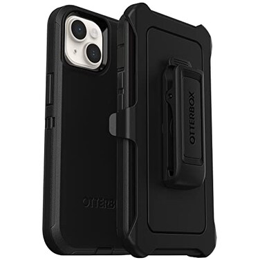 OtterBox iPhone 14 iPhone 13 Defender Series Case BLACK rugged durable with port protection includes holster clip kickstand