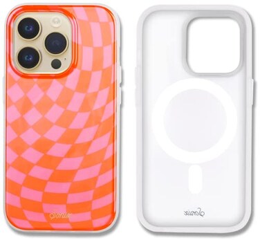 Sonix Case for iPhone 14 Pro Max Compatible with MagSafe 10ft Drop Tested Checkered Orange Pink