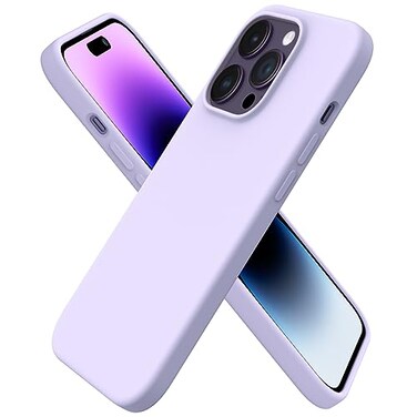 ORNARTO Compatible with iPhone 14 Pro Case 61 Slim Liquid Silicone 3 Layers Full Covered Soft Gel Rubber Phone Case Protective Cover with Microfiber Lining 61 inchPastel Lilac