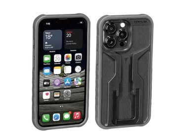 Topeak RideCase for iPhone 13 Pro Shockproof Bike Mount Case with Flip Stand FullAngle Viewing Black