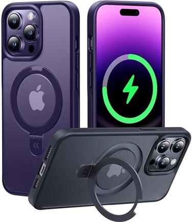 CASEKOO Designed Case for 14 Pro Max with Magnetic Invisible Stand Military Drop Protection Compatible with MagSafe Shockproof Slim Translucent Matte Promax Case 67 Inch Purple