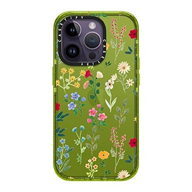 CASETiFY Impact iPhone 14 Pro Case 4X Military Grade Drop Tested 82ft Drop Protection Spring Botanicals 2 Kiwi