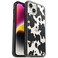 OtterBox iPhone 14 Plus Symmetry Series Case COW PRINT ClearBlack ultrasleek wireless charging compatible raised edges protect camera screen