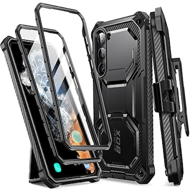 i-Blason iBlason Armorbox for Samsung Galaxy S23 Case with Stand BeltClip Builtin Screen Protector 2 Front Frames MilitaryGrade Protection FullBody Rugged Bumper Case with Kickstand Black