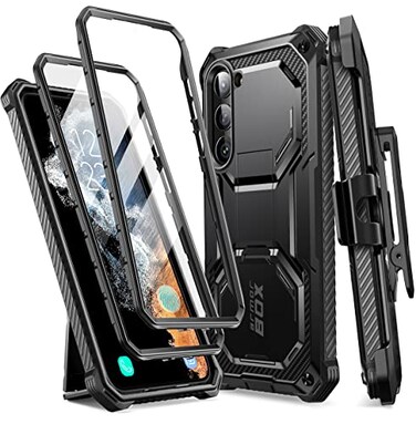 i-Blason iBlason Armorbox for Samsung Galaxy S23 Plus Case with Stand BeltClip Builtin Screen Protector 2 Front Frames MilitaryGrade Protection FullBody Rugged Bumper Case with Kickstand Black