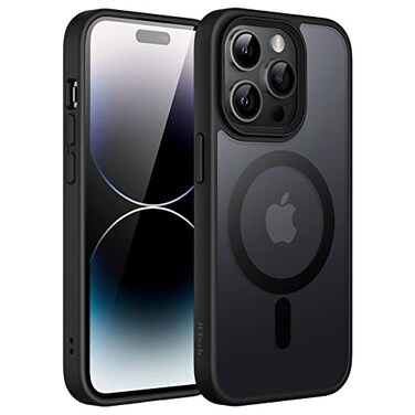 JETech Magnetic Case for iPhone 14 Pro Max 67Inch Compatible with MagSafe Translucent Matte Back Slim Shockproof Phone Cover Black
