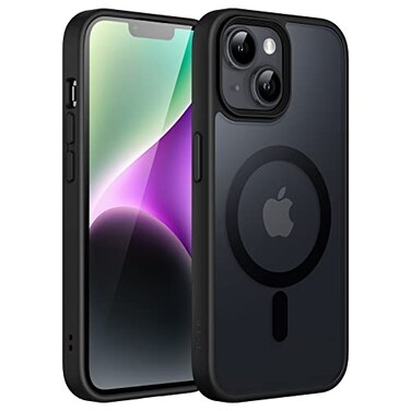 JETech Magnetic Case for iPhone 14 Plus 67Inch Compatible with MagSafe Translucent Matte Back Slim Shockproof Phone Cover Black