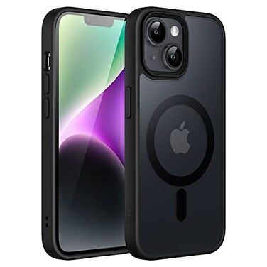 JETech Magnetic Case for iPhone 14 61Inch Compatible with MagSafe Translucent Matte Back Slim Shockproof Phone Cover Black