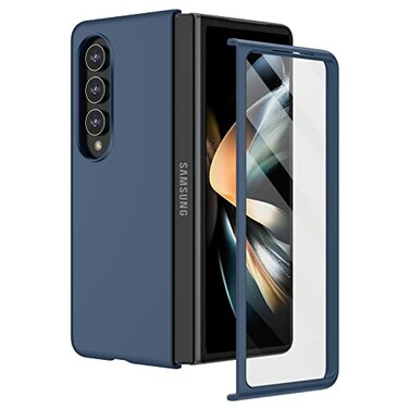 Ruky for Z Fold 4 Case Full Body Protection Cases with Builtin Screen Protector Hard PC UltraThin AntiScratches Shockproof Protective Phone Case for Samsung Galaxy Z Fold 4 Dark Blue