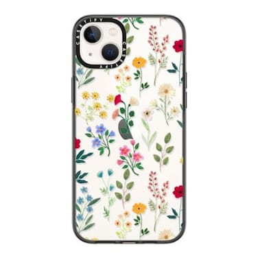 CASETiFY Compact iPhone 14 Plus Case 4 ft 2X Military Grade Drop ProtectionSlimLightweight Spring Botanicals 2 Clear Black