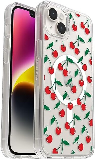 OtterBox iPhone 14 Plus Symmetry Series Case CHERRY ON TOP ultrasleek snaps to MagSafe raised edges protect camera screen