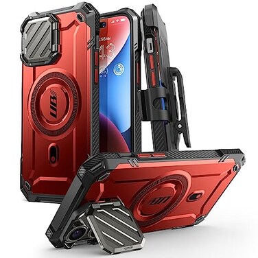 SUPCASE for iPhone 14 Pro Max CaseiPhone 13 Pro Max Case with Camera Cover Stand Compatible with MagSafe Builtin BeltClip Heavy Duty Magnetic Phone Case for iPhone 1413 Pro Max Ruddy