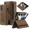 DEMCERT for Samsung Galaxy Z Fold 5 Case with Fold5 Edition SPen Slot Military Armor Cases Full Body Protective AntiScratch Hard Slim Leather Bracket Case with Screen Protector Brown