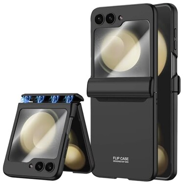STORMTAL for Samsung Galaxy Z Flip 5 Case Hinge Protection Builtin Screen Protector Wireless Charging Shockproof Anti Scratch Slim Phone Protective Cover for Galaxy Z Flip 5 2023 Black