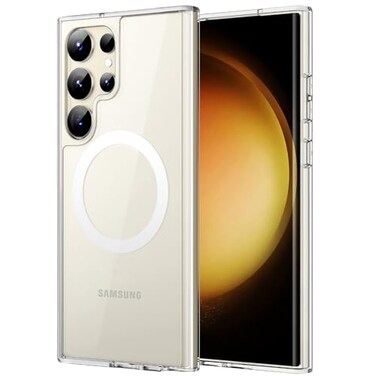 JETech Magnetic Case for Samsung Galaxy S23 Ultra 68Inch Compatible with MagSafe Shockproof Protective Phone Cover NonYellowing Hard Clear PC Back Clear