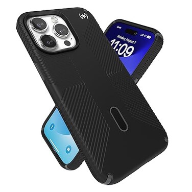 Speck iPhone 15 Pro Max Case ClickLock NoSlip Interlock Built for MagSafe Drop Protection Grip Scratch Resistant Soft Touch 67 Inch Phone Case Presidio2 Grip BlackSlate GreyWhite