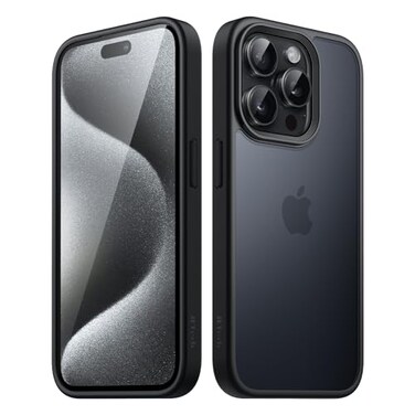 JETech Matte Case for iPhone 15 Pro 61Inch Shockproof Military Grade Drop Protection Frosted Translucent Back Phone Cover AntiFingerprint Black