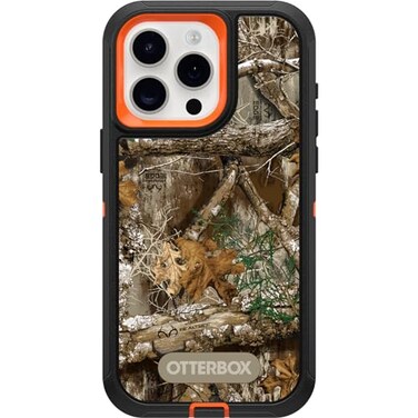 OtterBox iPhone 15 Pro MAX Only Defender Series Case Realtree Edge Blaze OrangeBlackRT Edge Rugged Durable with Port Protection Includes Holster Clip Kickstand