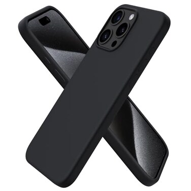 ORNARTO Compatible with iPhone 15 Pro Max Case 67 Slim Liquid Silicone 3 Layers Soft Gel Rubber Shockproof Protective Phone Cover with AntiScratch Microfiber LiningBlack