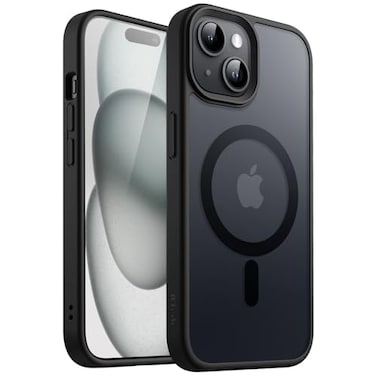 JETech Magnetic Case for iPhone 15 61Inch Compatible with MagSafe Translucent Matte Back Slim Shockproof Phone Cover Black